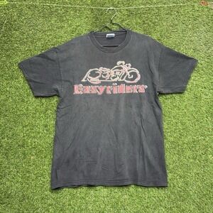 Vintage Easyriders Shirt Mens Large Black 90s Faded Biker Motorcycle Tee Y2K